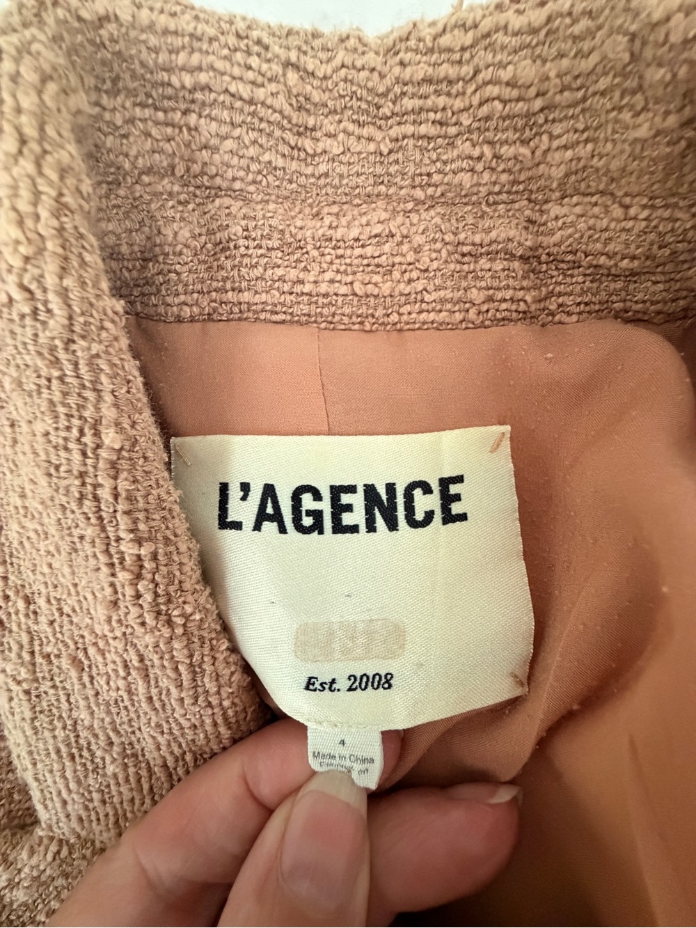 L'AGENCE Textured Rust-Brown Double-Breasted Blazer - Picture 3 of 6